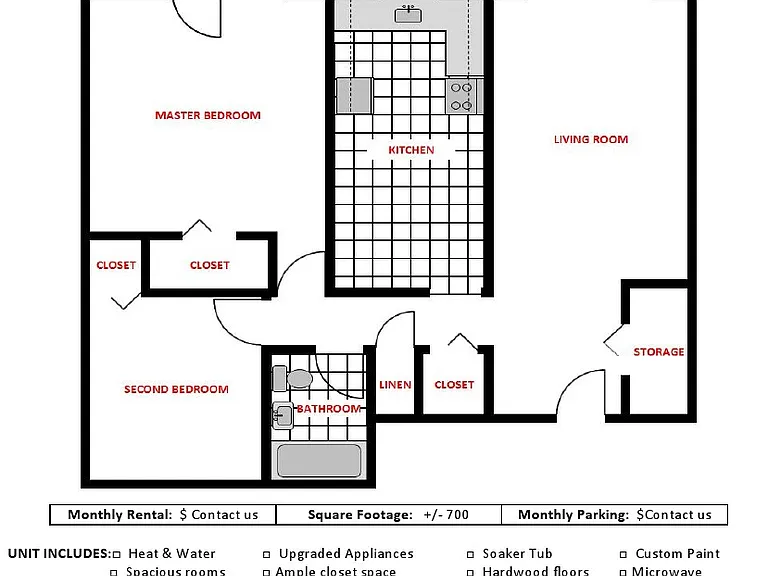 Our newly renovated 2 bedroom suites offer a professionally designed look. The master bedroom boasts a wall mounted electric fireplace, crown moulding, and an accent wall. The second smaller bedroom is ideal as a home office or guest room. The kitchens no