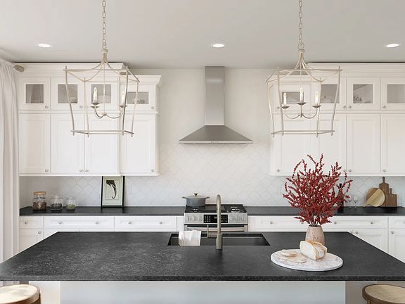 Kitchen with glass shower enclosure