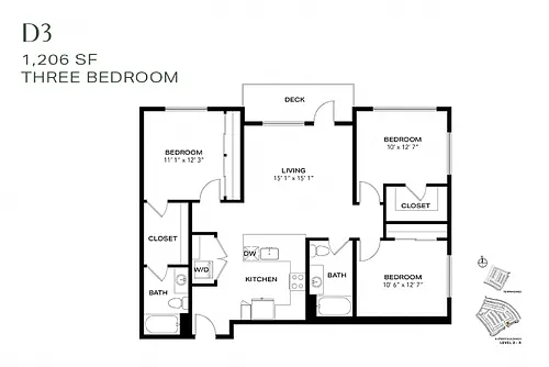 Floor plan Three Bedroom D3