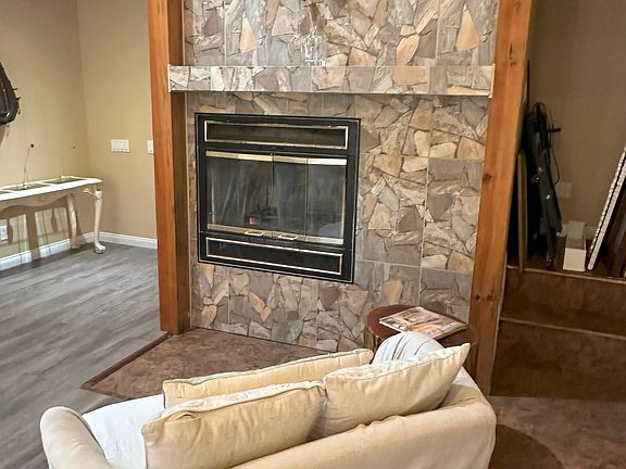 Sitting area with wood buring fire place