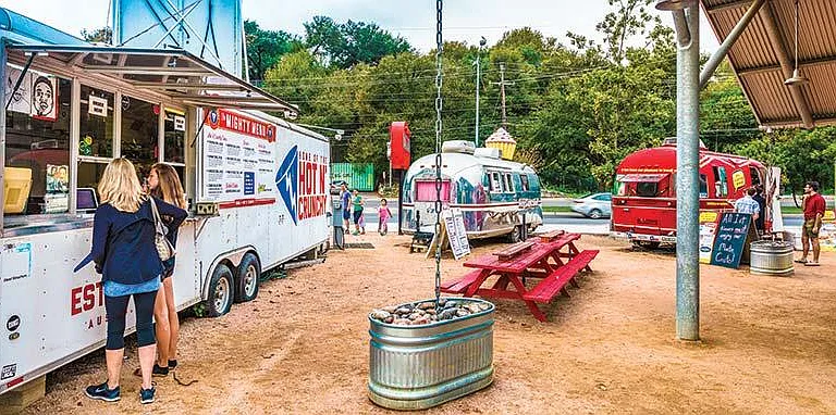 Walk to the food truck park at Picnic Barton Springs.