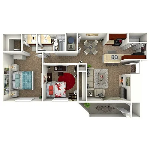 Floor plan The Willow - 2 Bedroom 1 Bath