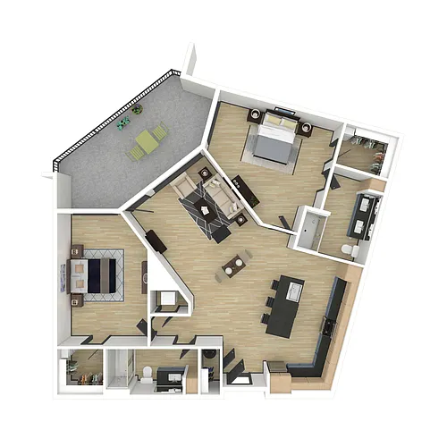 Floor plan B5: 2 Bed 2 Bath