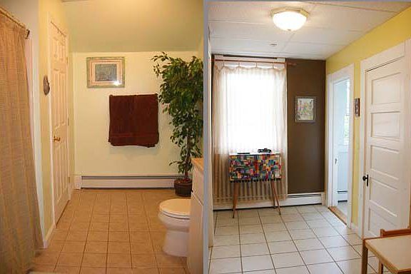 Upstairs bath and hallway off kitchen