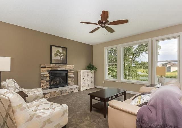 Open layout Living Room with Fireplace