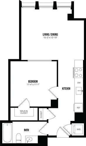 Floor plan Junior 1 Bed/1 Bath-B6