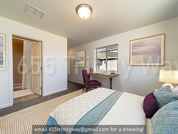 master bedroom with en-suite bathroom and extra large closet (12' x 10' plus long hallway)