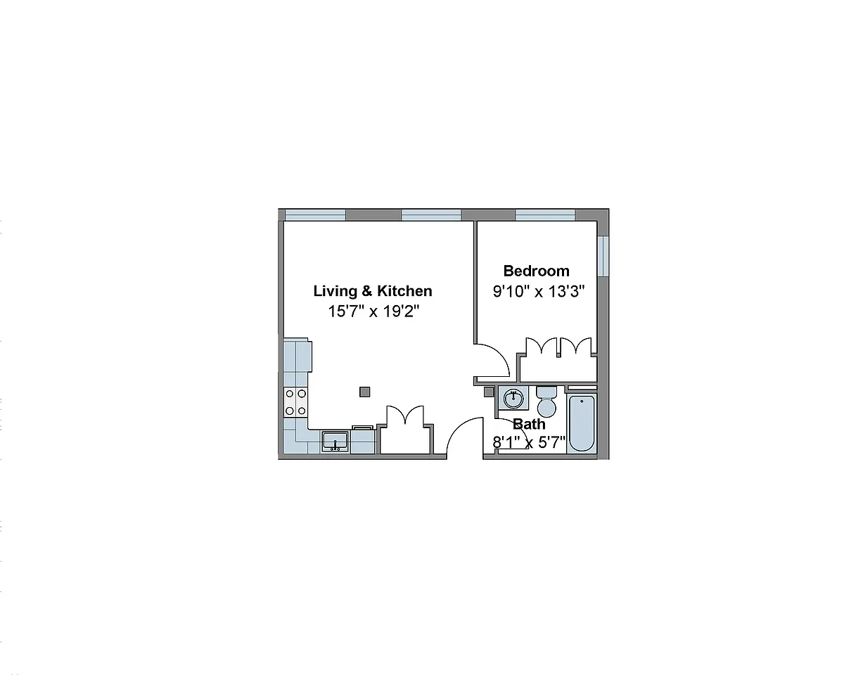 Floor plan Building 3 One Beds C03s