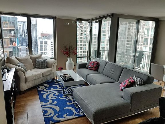 Floor to ceiling windows in living room