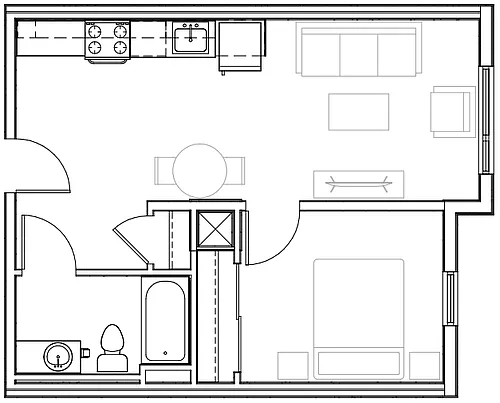 Floor plan 1 Bedroom C