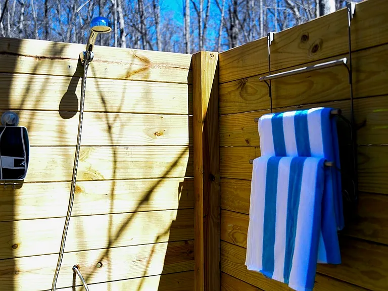 Outdoor shower can be used from April-October! Hot water!