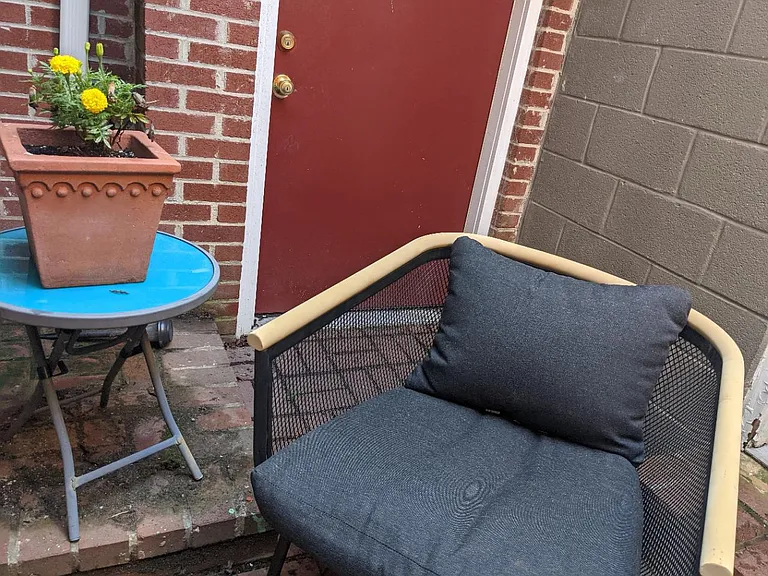 Back patio with space for tub garden