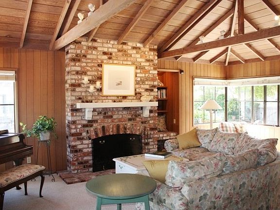 Solid heart redwood living room