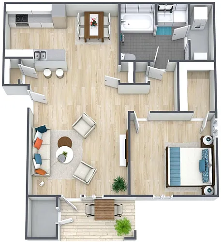 Floor plan 1BR - 1BTH Renovated