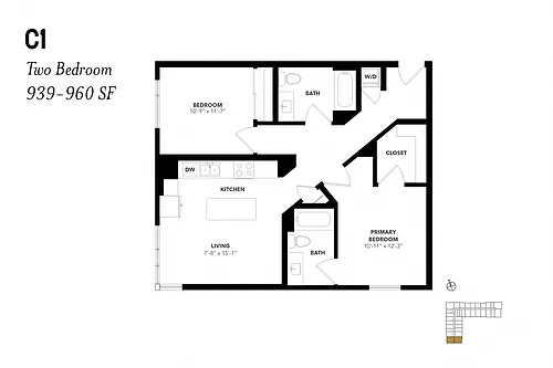 Floor plan Two Bedroom C1