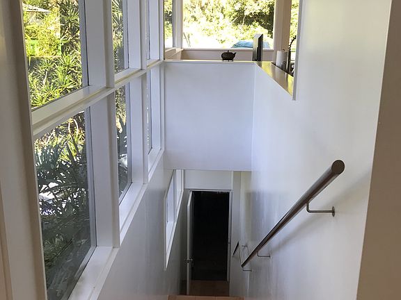 Stairway leading to the garage