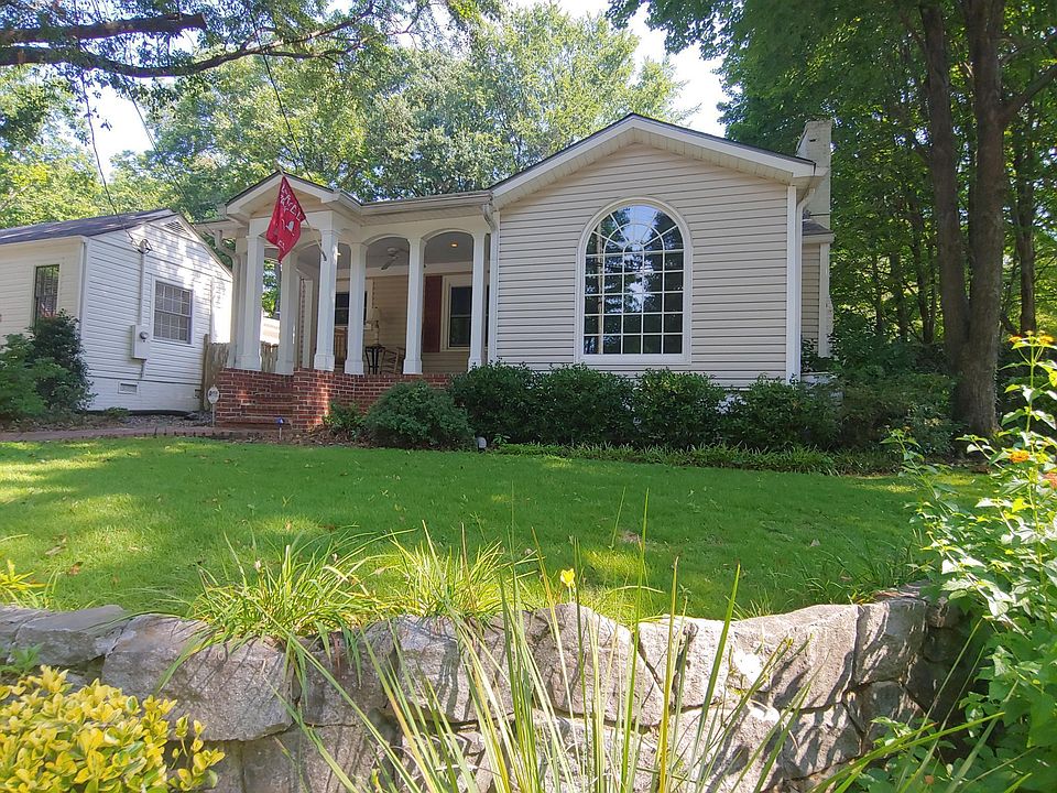 Corner house with front porch and lawn.