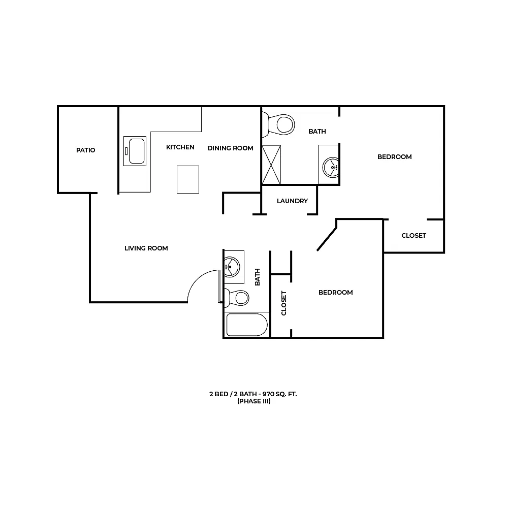 Floor plan Two Bed Two Bath A