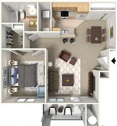 Floor plan 1 BEDROOM 1 BATH