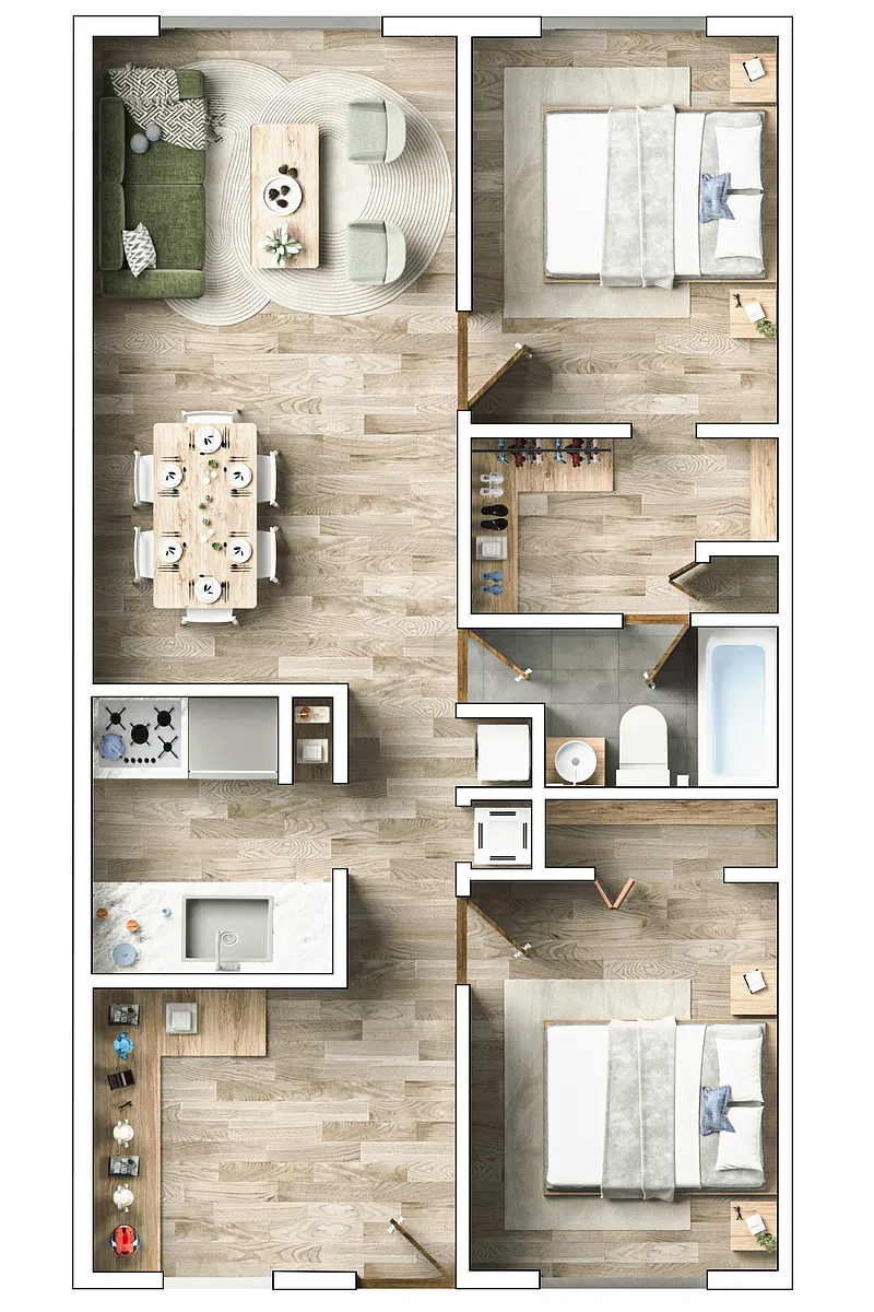 Floor plan 2 Bedrooms, 1 Bathroom
