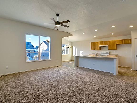 View from Great Room to Kitchen and Dining Room