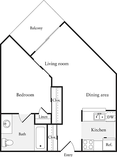 Floor plan 1 Bedroom B