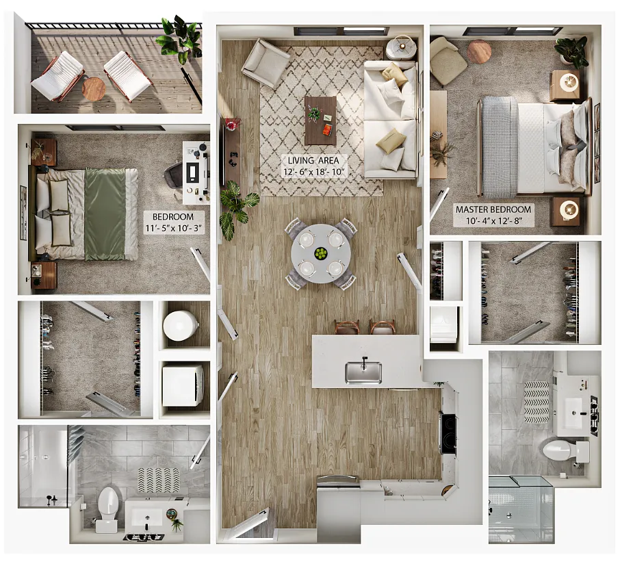 Floor plan 2 Bed/2 Bath-B1