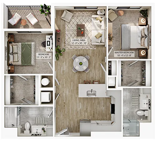 Floor plan 2 Bed/2 Bath-B1
