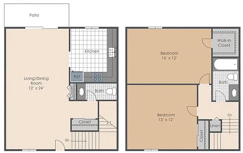 Floor plan Two Bedroom Townhouse