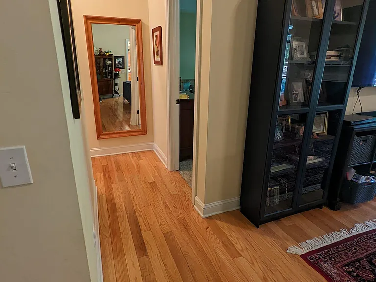 Downstairs hallway between the great room and the feound floor bedrooms.
