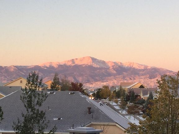 Gorgeous Pikes Peak views from main level, deck and primary bedroom.