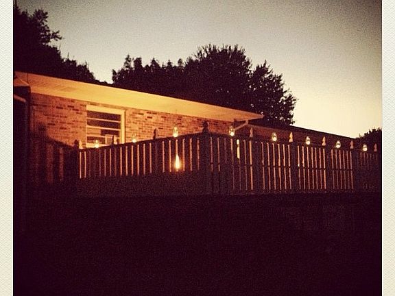 Deck at nite from backyard