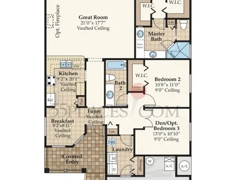 Floor plan of BayHill standard floor plan (in reverse/my garage is on opposite side). In addition to bay window option, home built in 2013 with HUGE patio addition (almost twice the size of this rendering). Screened Patio is approximately 300 sq ft
