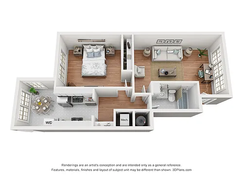 Floor plan 704sf - 1 Bedroom - Balmoral Buildings