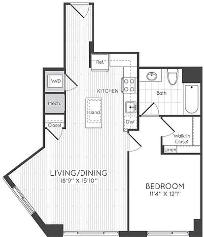 Floor plan 1 Bed/1 Bath