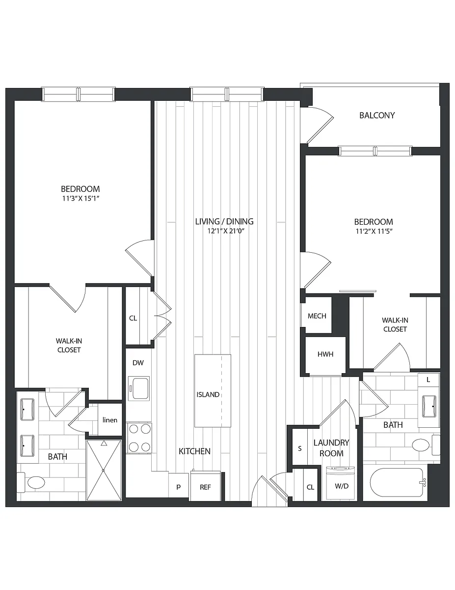 Floor plan 2 Bed/2 Bath-B1B