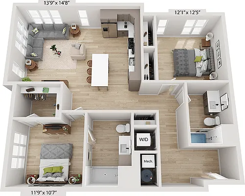 Floor plan Two Bedroom B2F