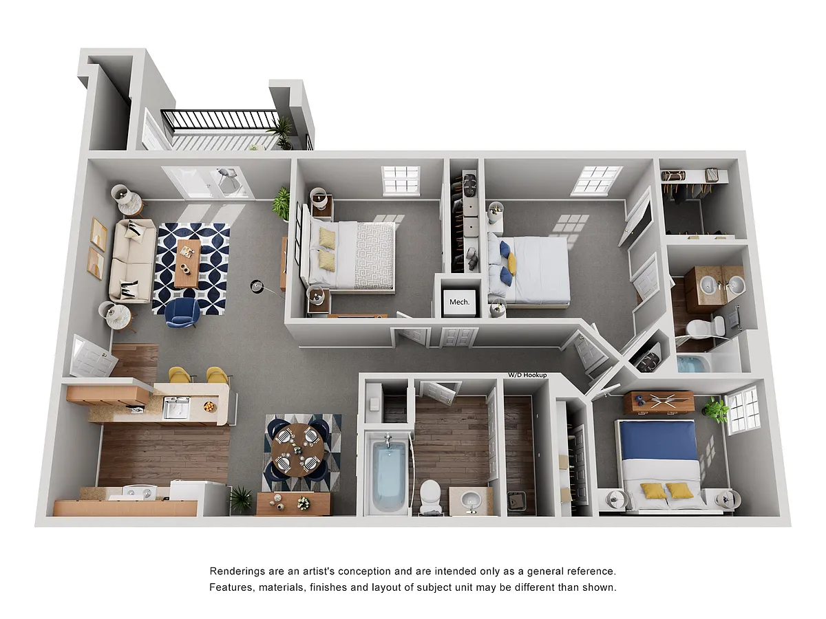 Floor plan 3 Bedroom Two Barthroom