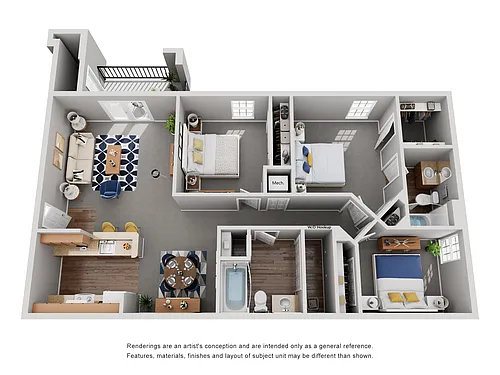 Floor plan 3 Bedroom Two Barthroom