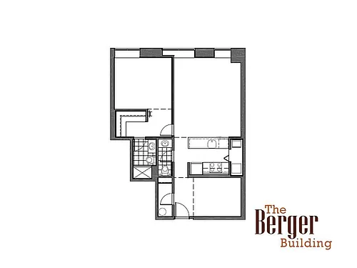 Floor plan 1 Bed + Den - Type J