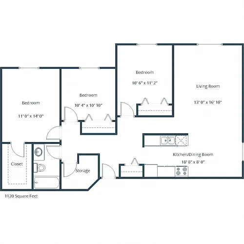 Floor plan Three Bedroom 31A