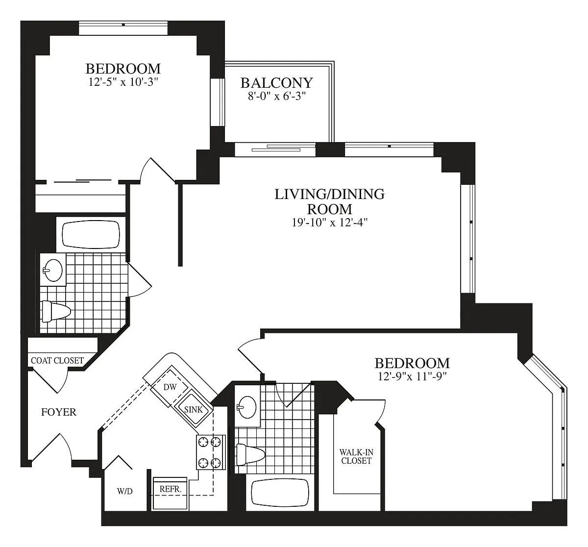 Floor plan 2 Bed 2 Bath B03