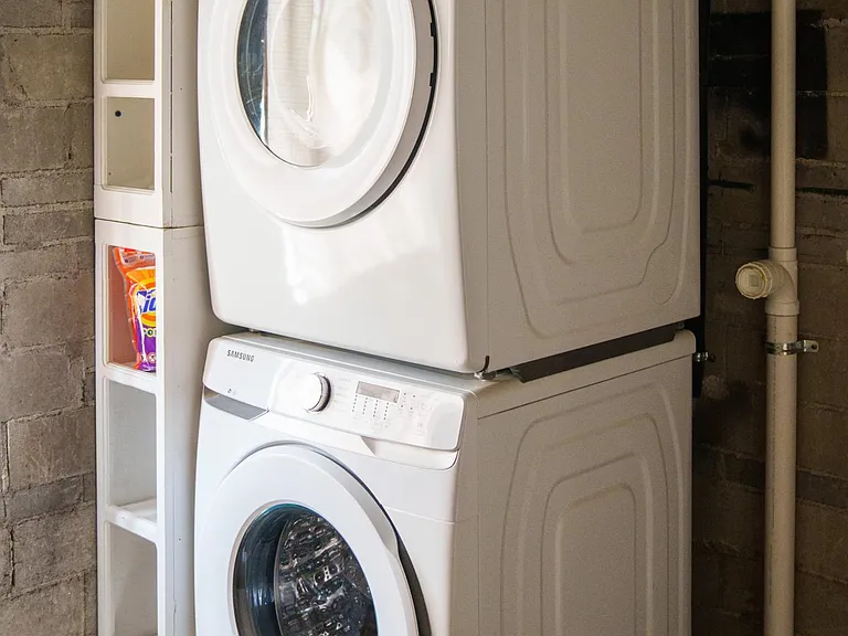 Full size washer and dryer in garage