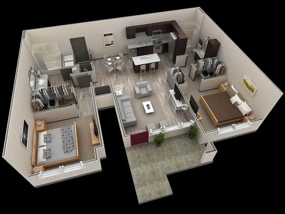 Floor plan 2 BR Grand Courtyard