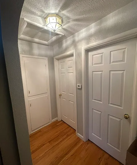 hallway showing coat and storage closet