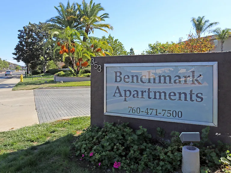 Street-curb view of property signage