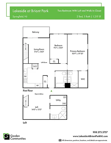 Floor plan $2.95/sq.ft. - Two Bedroom with Loft and Walk-In-C