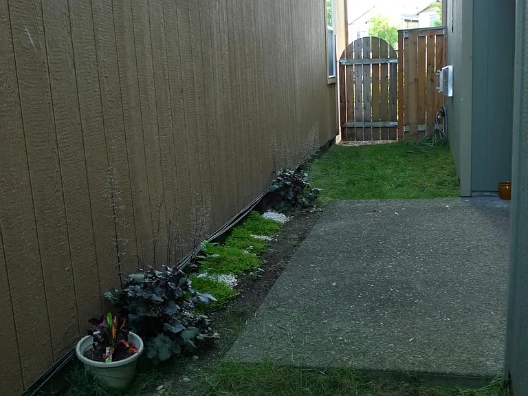 fenced side yard