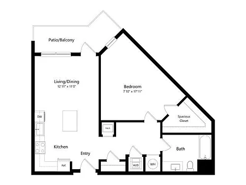 Floor plan A6 | 1 Bed | 1 Bath
