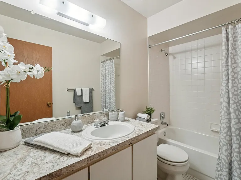 Posh bathroom in 1 bedroom apartment in Clinton Township